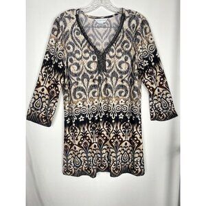 Christopher & Banks Top‎ Women’s Size Medium Beaded V Neck